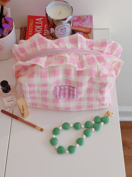 GINGHAM RUFFLE POUCH