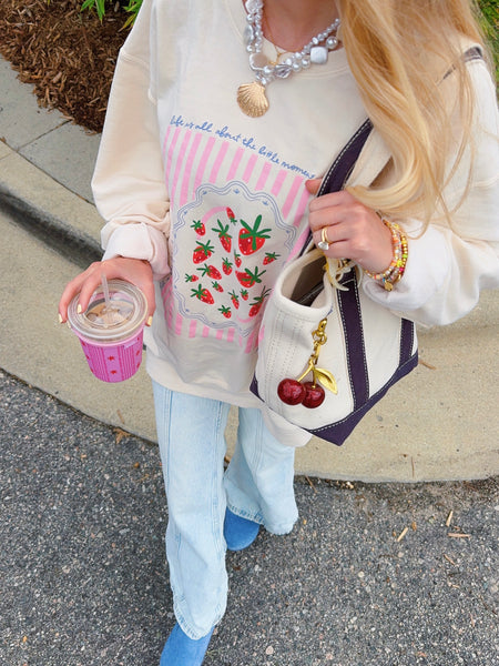 'SWEET LIKE STRAWBERRIES' LIGHTER WEIGHT CREWNECK