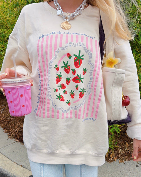 'SWEET LIKE STRAWBERRIES' LIGHTER WEIGHT CREWNECK