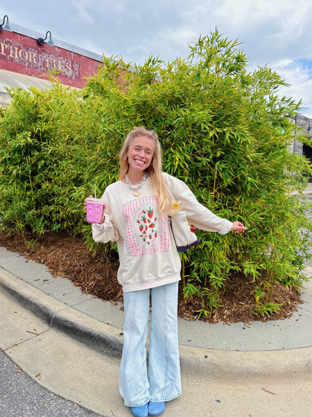 'SWEET LIKE STRAWBERRIES' LIGHTER WEIGHT CREWNECK