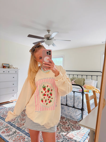 'SWEET LIKE STRAWBERRIES' LIGHTER WEIGHT CREWNECK