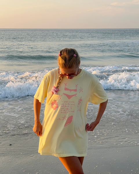 SUMMER YELLOW 'I JUST WANT TO SIT ON THE BEACH WITH AN ICED COFFEE'