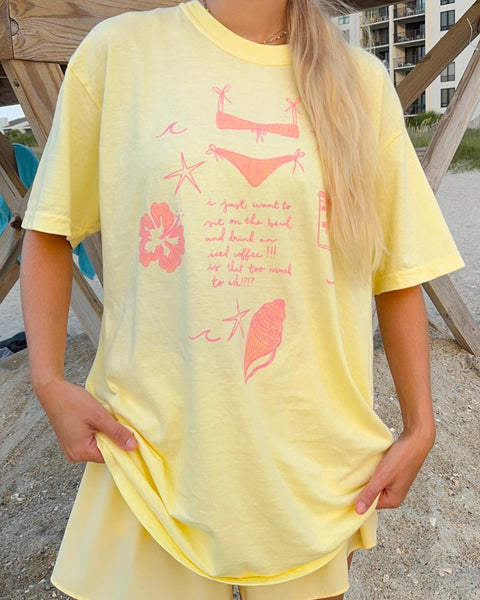 SUMMER YELLOW 'I JUST WANT TO SIT ON THE BEACH WITH AN ICED COFFEE'