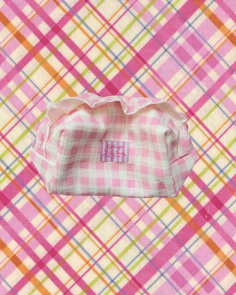GINGHAM RUFFLE POUCH