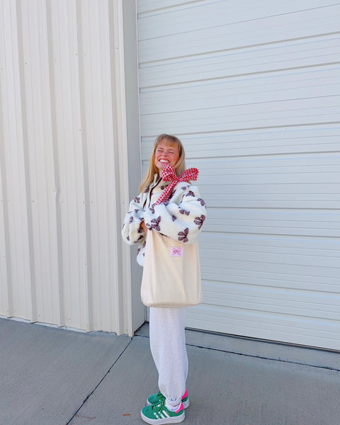 RED GINGHAM BOW TOTE BAG