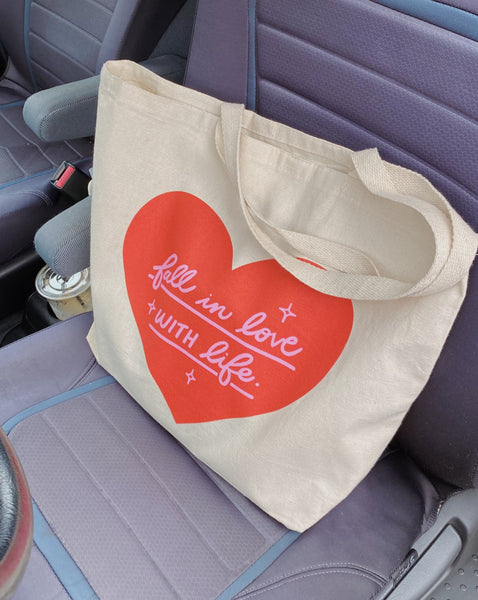 OOPSIE SALE: 'FALL IN LOVE WITH LIFE' HEART TOTE