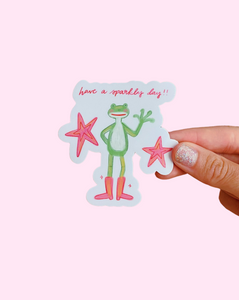 'HAVE A SPARKLY DAY' FROGGY VINYL STICKER