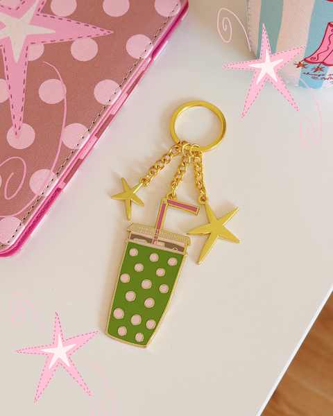 ICED COFFEE ENAMEL KEYCHAIN
