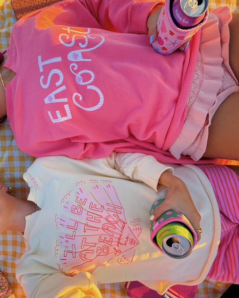'I'LL BE AT THE BEACH IF YA NEED ME' CREAMY YELLOW CREW