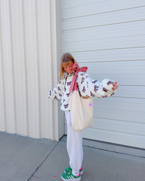 RED GINGHAM BOW TOTE BAG