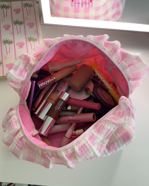 GINGHAM RUFFLE POUCH