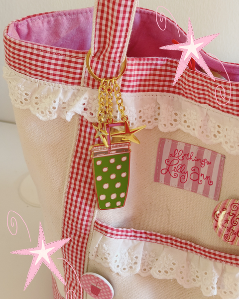 ICED COFFEE ENAMEL KEYCHAIN