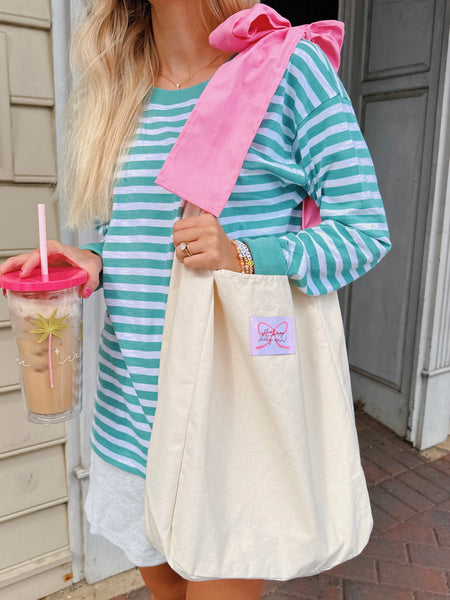 PINK BOW TOTE BAG