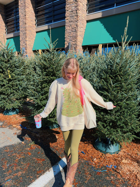 WHIMSICAL CHRISTMAS TREE CREWNECK