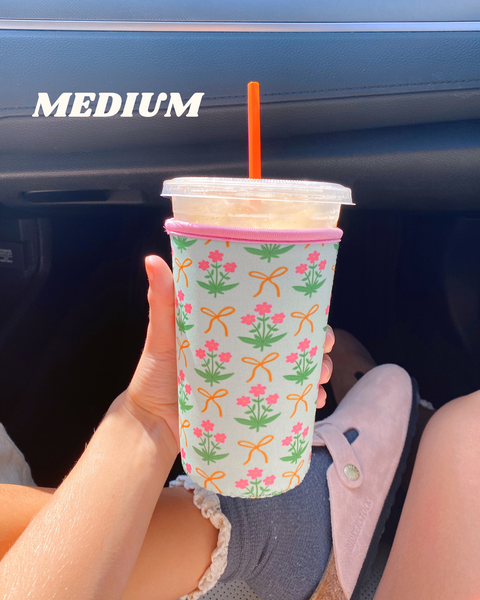 FLOWERS AND BOWS ICED COFFEE COOZIE