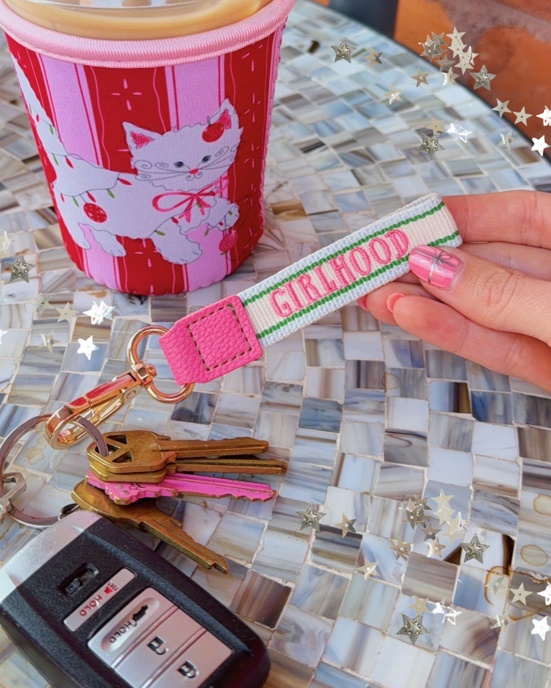 'GIRLHOOD' EMBROIDERED KEYCHAIN