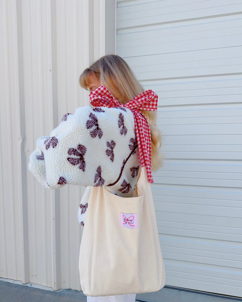 RED GINGHAM BOW TOTE BAG