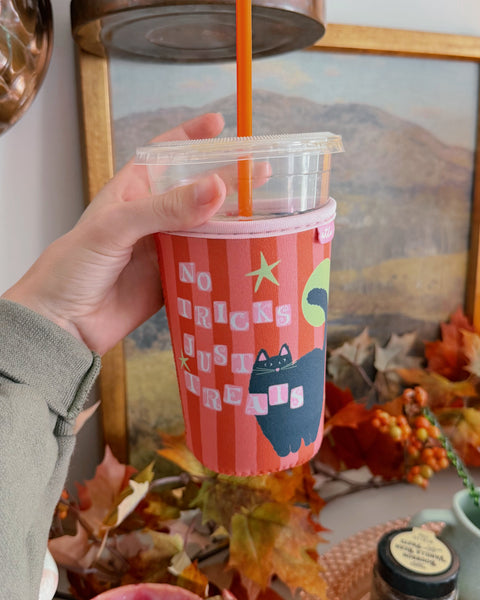 ‘NO TRICKS JUST TREATS’ ICED COFFEE COOZIE