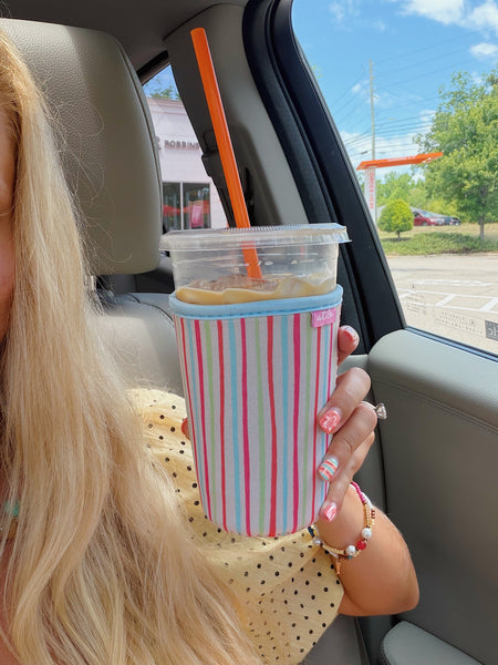 BEACHY STRIPES ICED COFFEE COOZIE