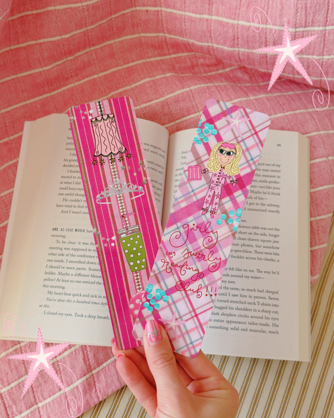 'GIRLY SWIRLY *COZY* READING CLUB' BOOKMARK SET