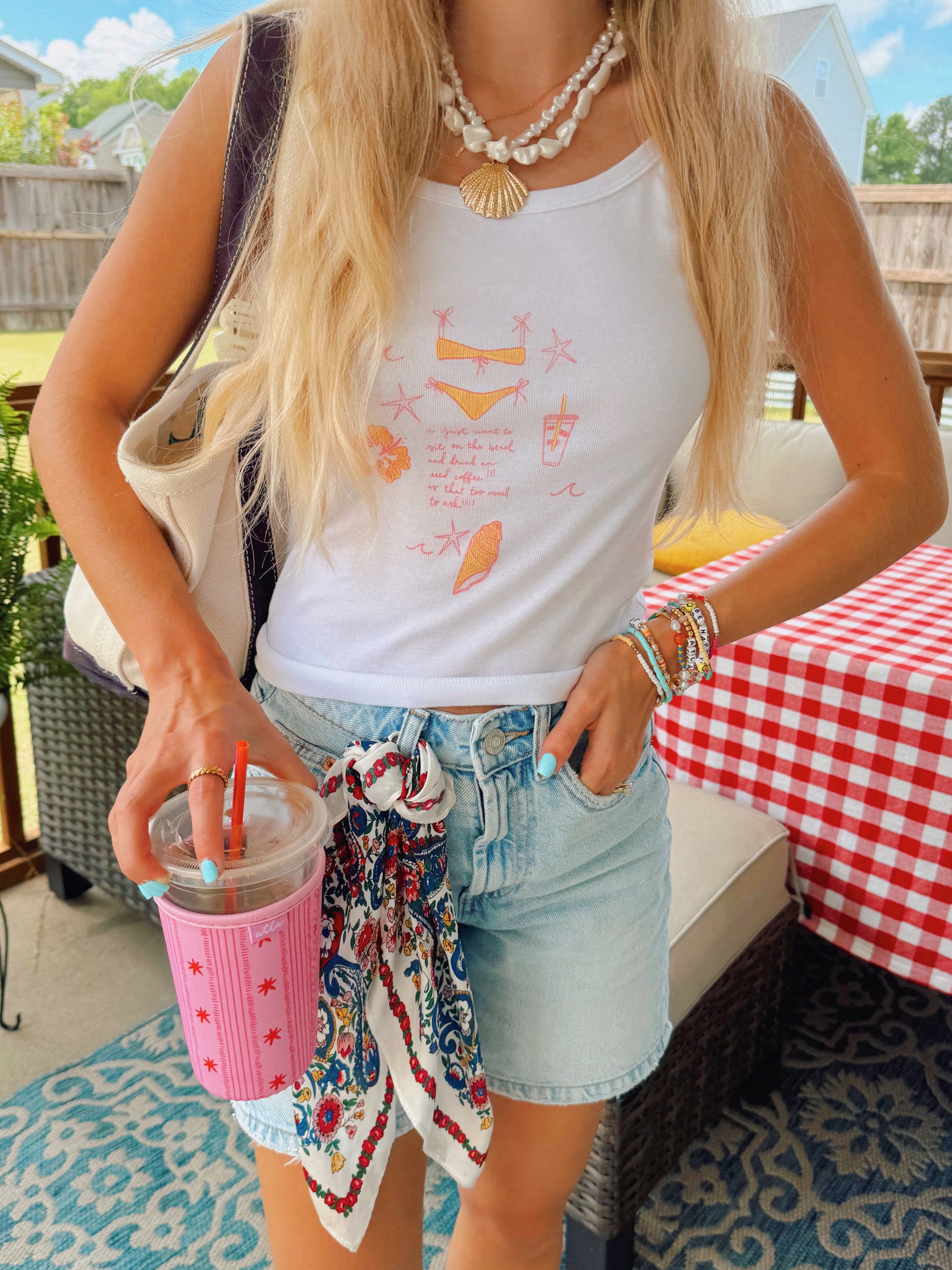 'I JUST WANT TO SIT ON THE BEACH WITH AN ICED COFFEE' TANK
