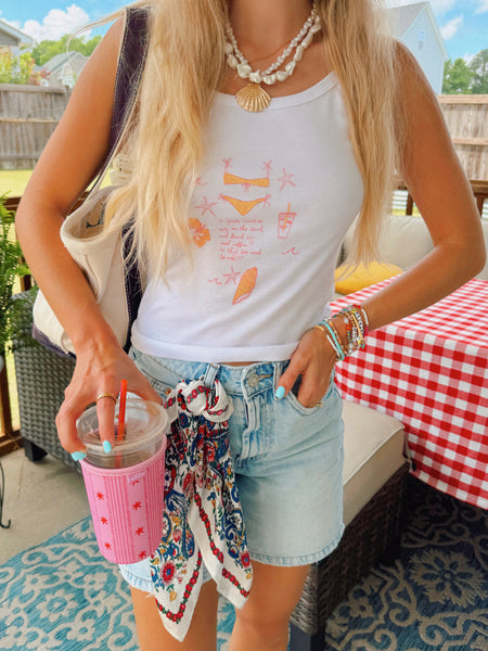 'I JUST WANT TO SIT ON THE BEACH WITH AN ICED COFFEE' TANK