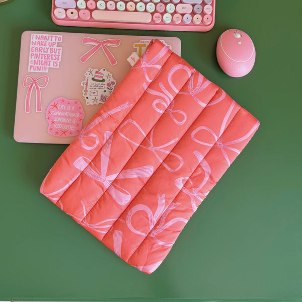 ORANGE CUTIE BOW 13"/14" LAPTOP PUFF