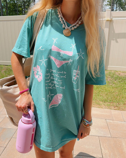'I JUST WANT TO SIT ON THE BEACH WITH AN ICED COFFEE' TEE