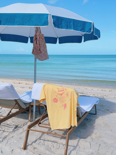 YELLOW 'I JUST WANT TO SIT ON THE BEACH WITH AN ICED COFFEE' TEE