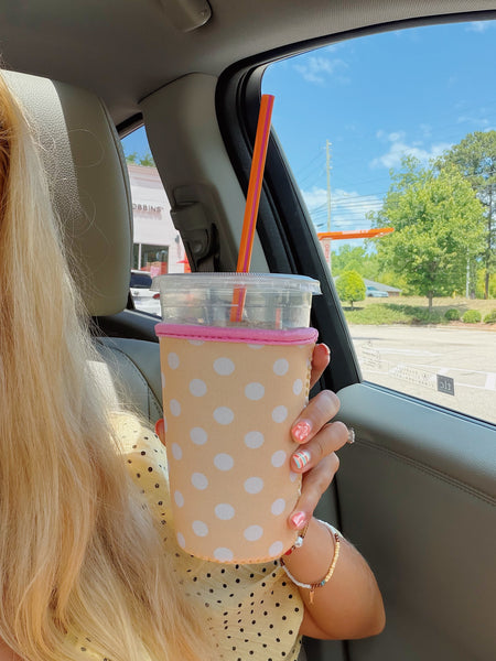 YELLOW POLKA DOTTIE ICED COFFEE COOZIE