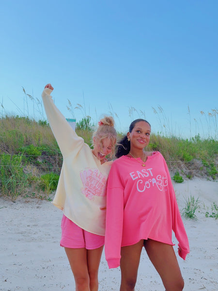 'I'LL BE AT THE BEACH IF YA NEED ME' CREAMY YELLOW CREW