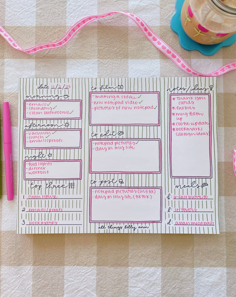 SMALL BUSINESS/CONTENT CREATOR DAILY PLANNER NOTEPAD