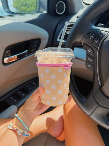 YELLOW POLKA DOTTIE ICED COFFEE COOZIE