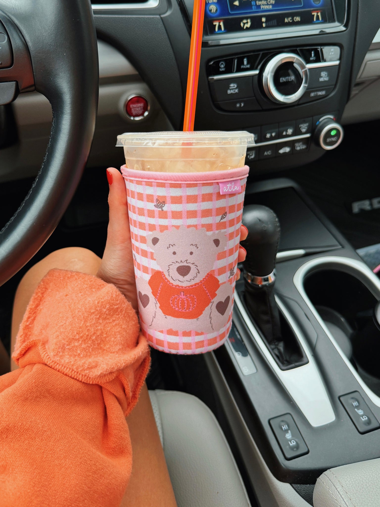 FALL BEAR ICED COFFEE COOZIE