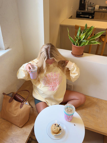 'I'LL BE AT THE BEACH IF YOU NEED ME' CREAMY YELLOW CREW