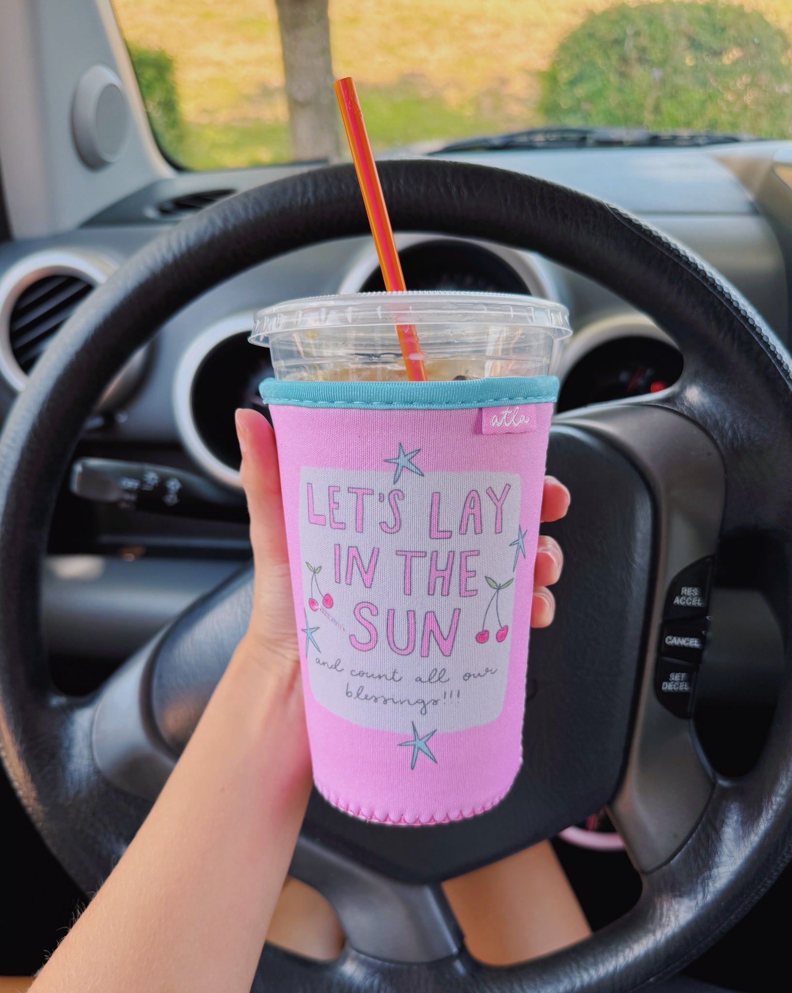 'LET'S LAY IN THE SUN' ICED COFFEE COOZIE