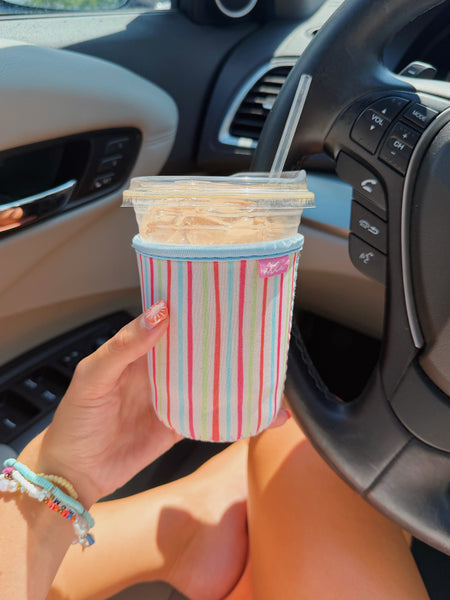 BEACHY STRIPES ICED COFFEE COOZIE
