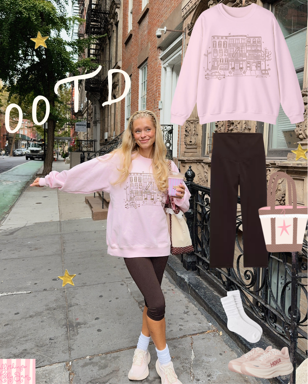 NYC COZY STREET LIGHT PINK CREWNECK