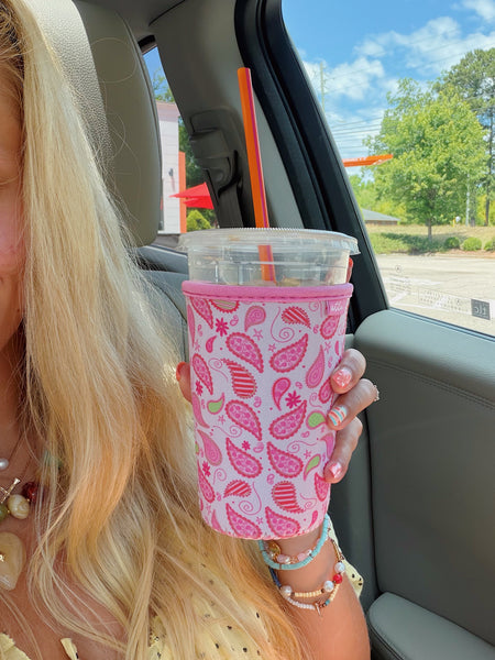 2000’S PAISLEY PINK ICED COFFEE COOZIE