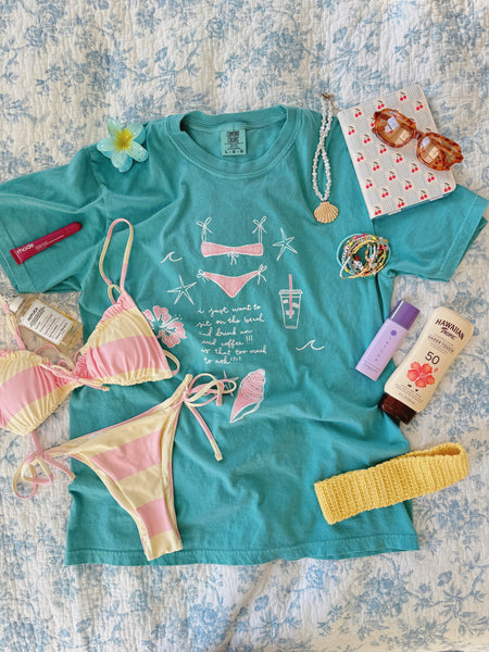 'I JUST WANT TO SIT ON THE BEACH WITH AN ICED COFFEE' TEE