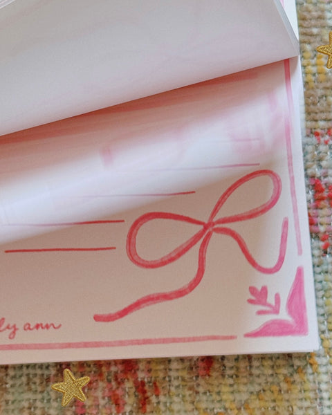 FEELIN' FANCY PINK BOWS DAILY NOTEPAD