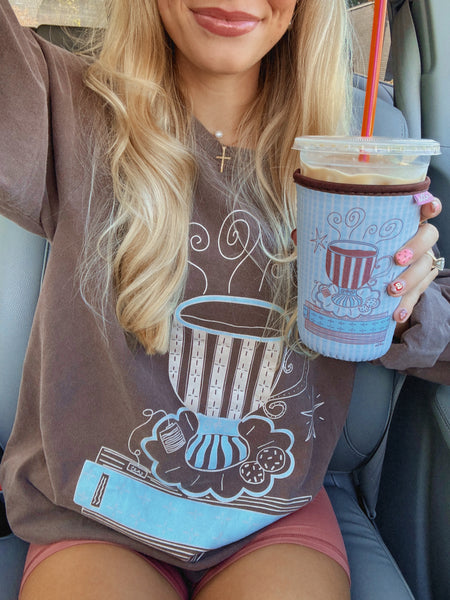 PREORDER: COZY READING GAL ESSENTIALS LONG SLEEVE BROWN TEE (SHIPS IN 2-3 WEEKS)