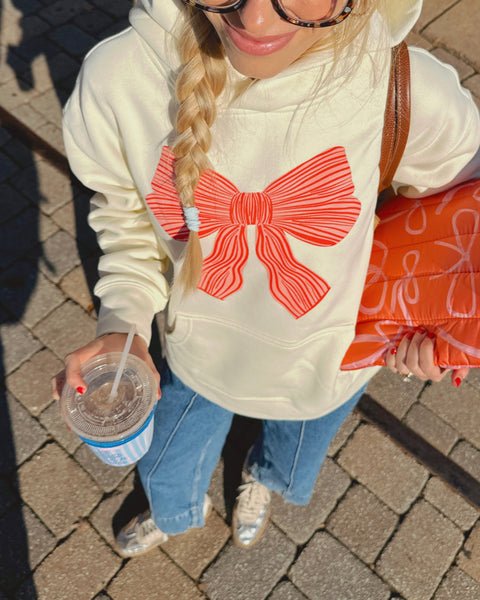 GIRLY STRIPED BOW HOODIE