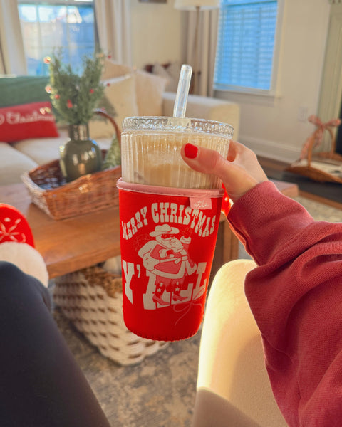 'MERRY CHRISTMAS Y'ALL' ICED COFFEE COOZIE