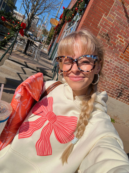 GIRLY STRIPED BOW HOODIE