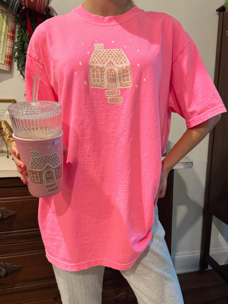 NEON PINK GINGERBREAD BUCKET LIST TEE