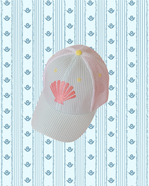 SEASHELL SEERSUCKER TRUCKER HAT