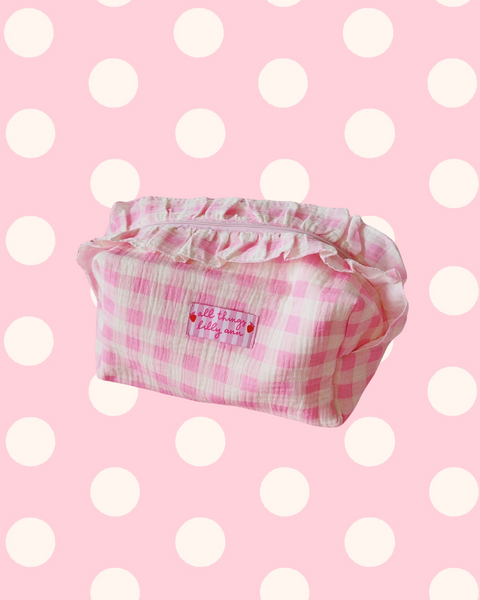 GINGHAM RUFFLE POUCH