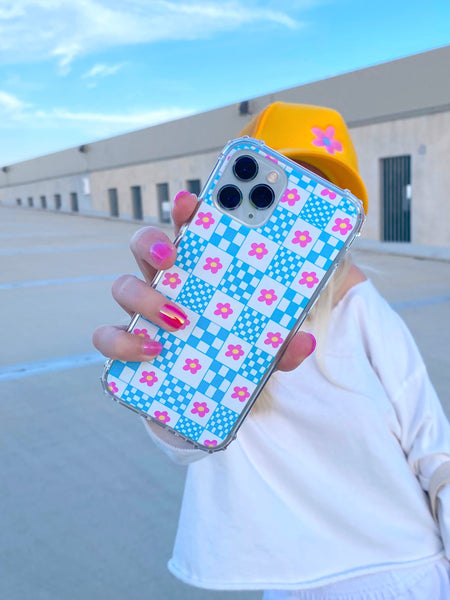 CHECKERED FLOWERS PHONE CASE