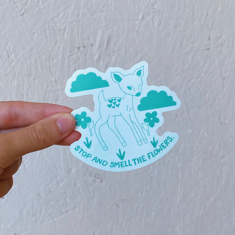 'STOP AND SMELL THE FLOWERS' STICKER